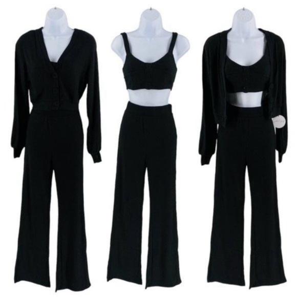 Petal & Pup CAMILLA KNITTED THREE PIECE PANT SET - BLACK NWT Size Medium - Picture 5 of 12